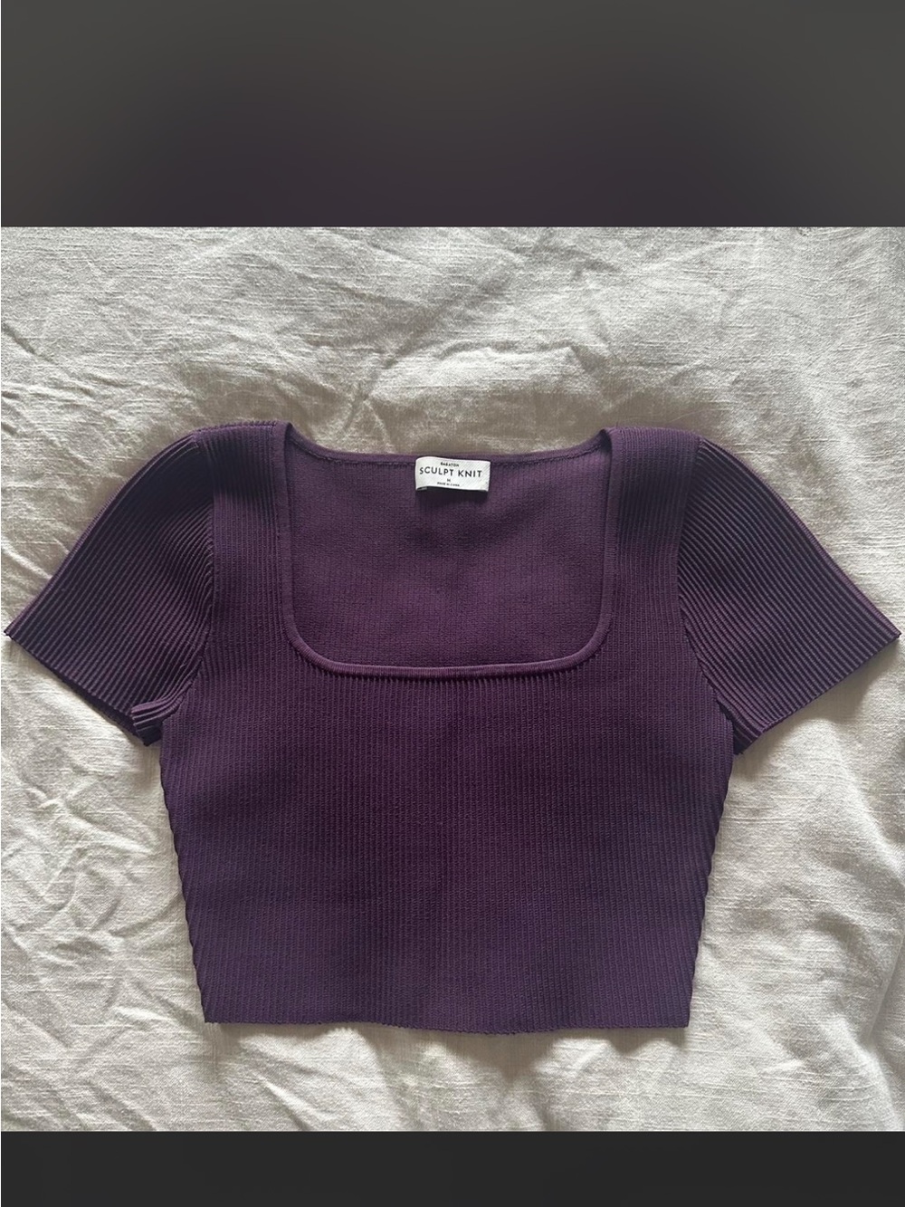 NWOT aritzia purple plum sculpt knit crop top